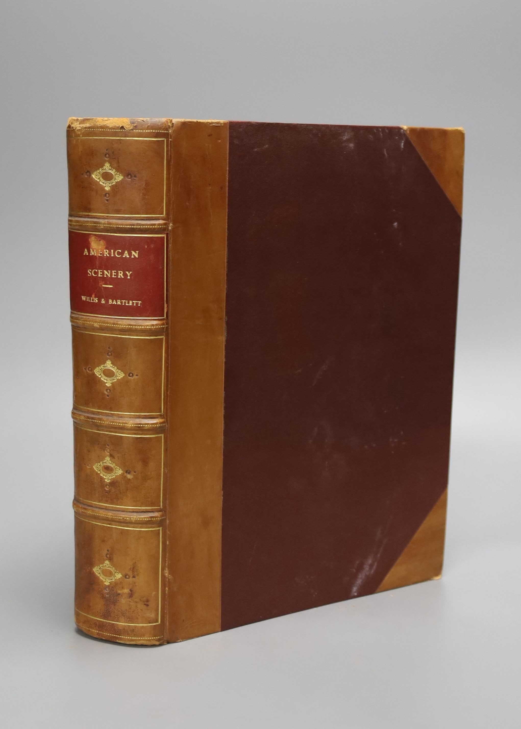 Willis, N.P. American Scenery; or land, lake, and river illustrations of trans atlantic nature, 2 vols (in one), pictorial engraved and printed titles, map and 127 steel engraved plates (by W. H. Bartlett); early 20th ce